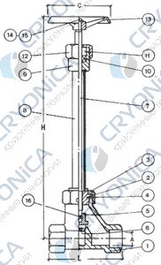 Криогенный запорный вентиль CAEN CRYO VLC Криогенный запорный вентиль CAEN CRYO VLC